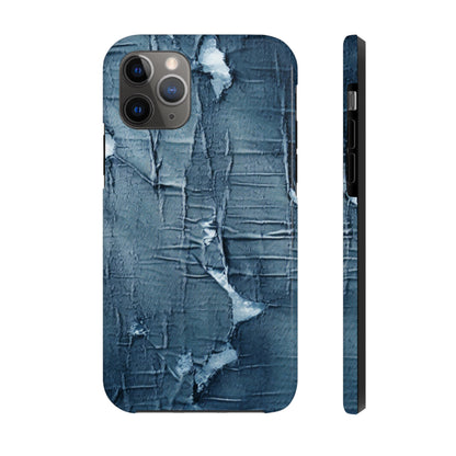 Distressed Blue Denim-Look: Edgy, Torn Fabric Design - Tough Phone Cases