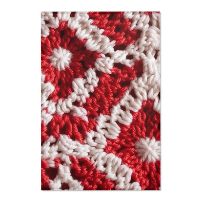 Cálido tejido de crochet rojo y blanco de invierno: diseño de textura elegante y cinematográfico - Alfombras