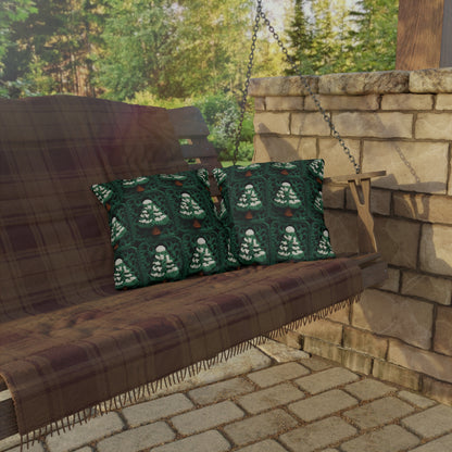 Evergreen Christmas Trees Crochet, Festive Pine Tree Holiday Craft, Yuletide Forest, Winter - Outdoor Pillows