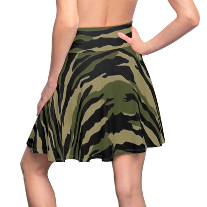 Tiger Stripe Camouflage: Military Style - Women's Skater Skirt (AOP)