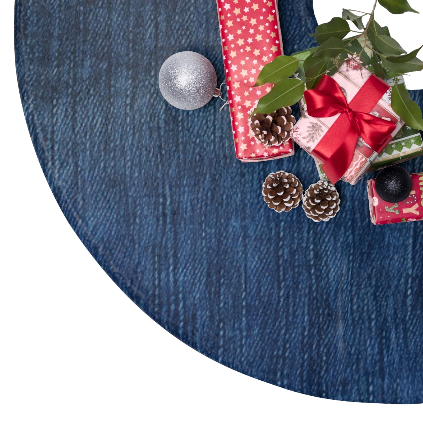 Indigo Splash: Washed Denim Reverie in Deep Blue - Christmas Tree Skirts