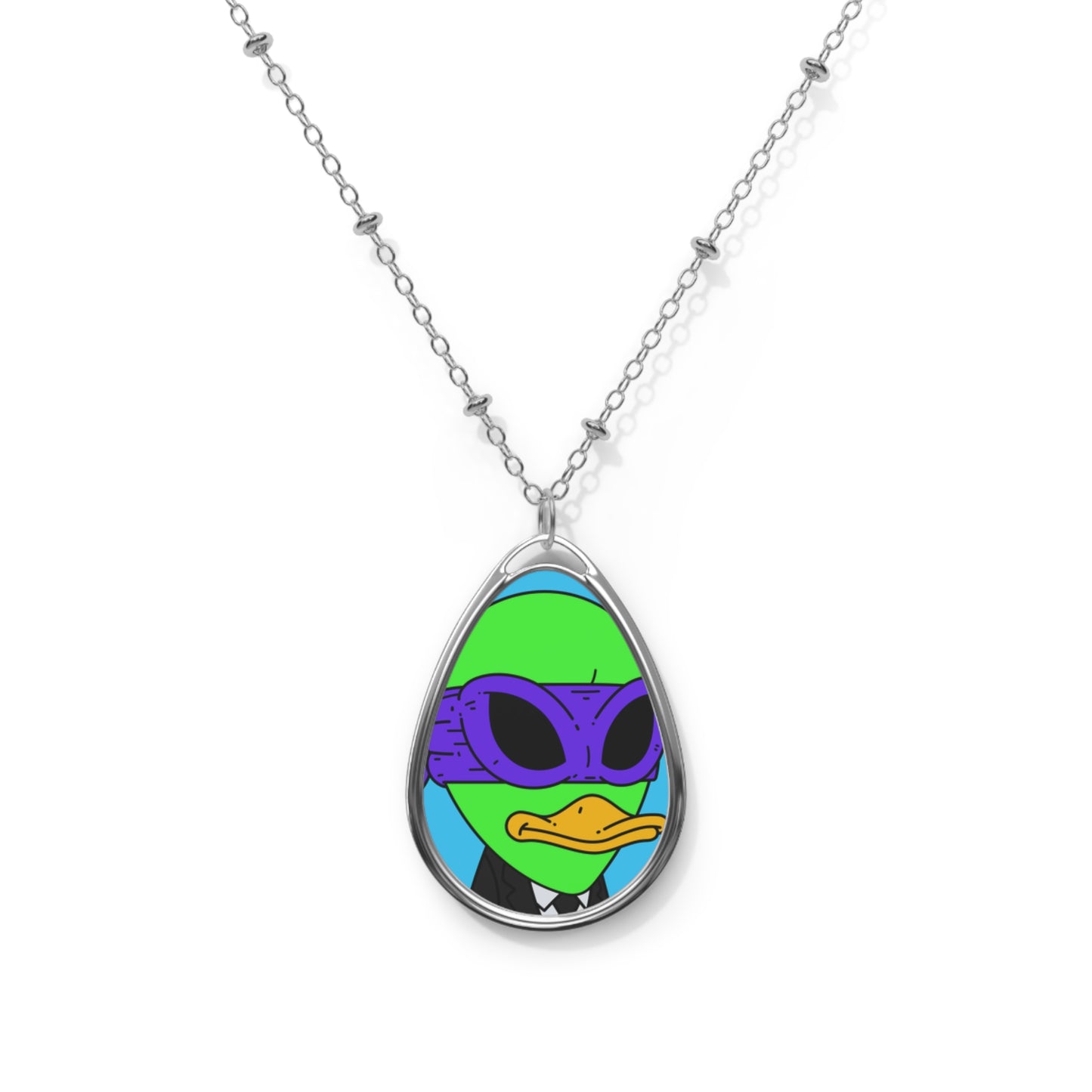 Alien Visitor 751 Galactic - Oval Necklace