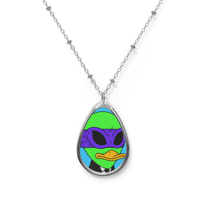 Alien Visitor 751 Galactic - Oval Necklace