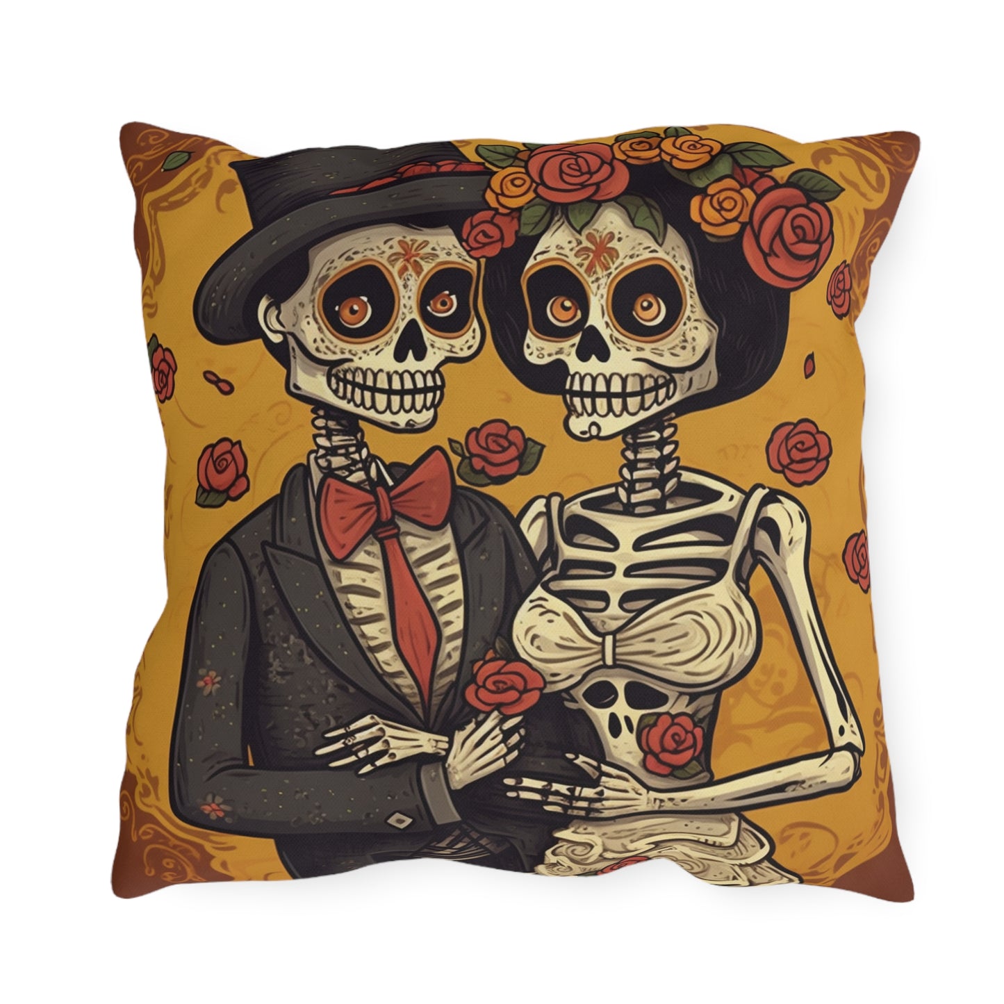 Halloween Wedding Marriage, Bride & Groom - Forever Soulmates - Outdoor Pillows