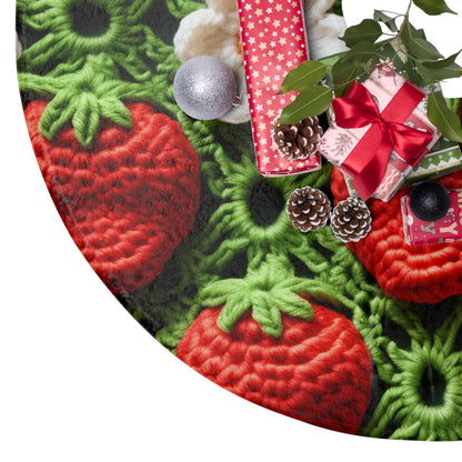 Strawberry Field Crochet - Forever Forest Greens - Fruit Berry Harvest Crop - Christmas Tree Skirts