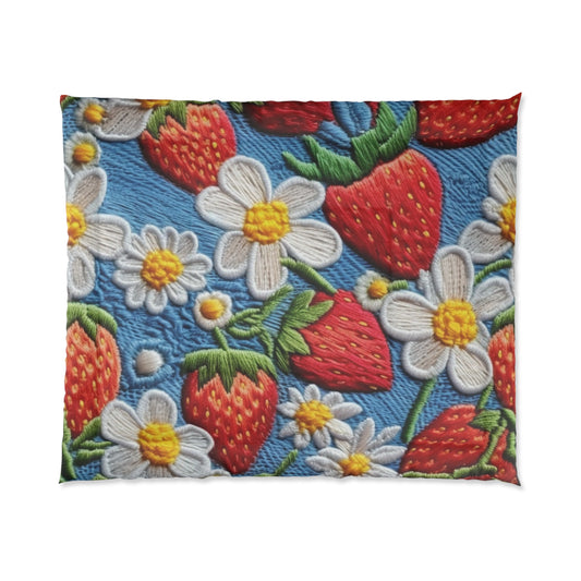 Orchard Berries: Juicy Sweetness from Nature's Garden - Fresh Strawberry Elegance - Bed Comforter