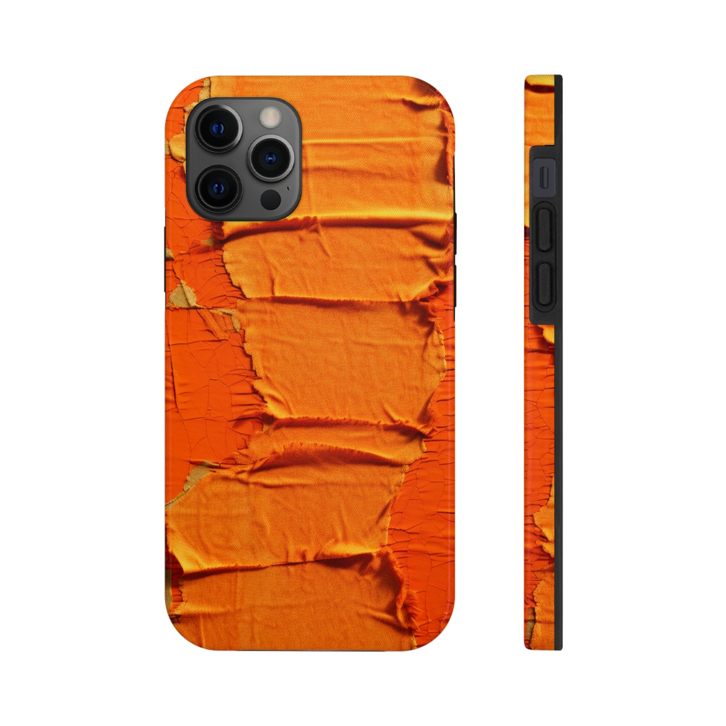 Fiery Citrus Orange: Edgy Distressed, Denim-Inspired Fabric - Tough Phone Cases