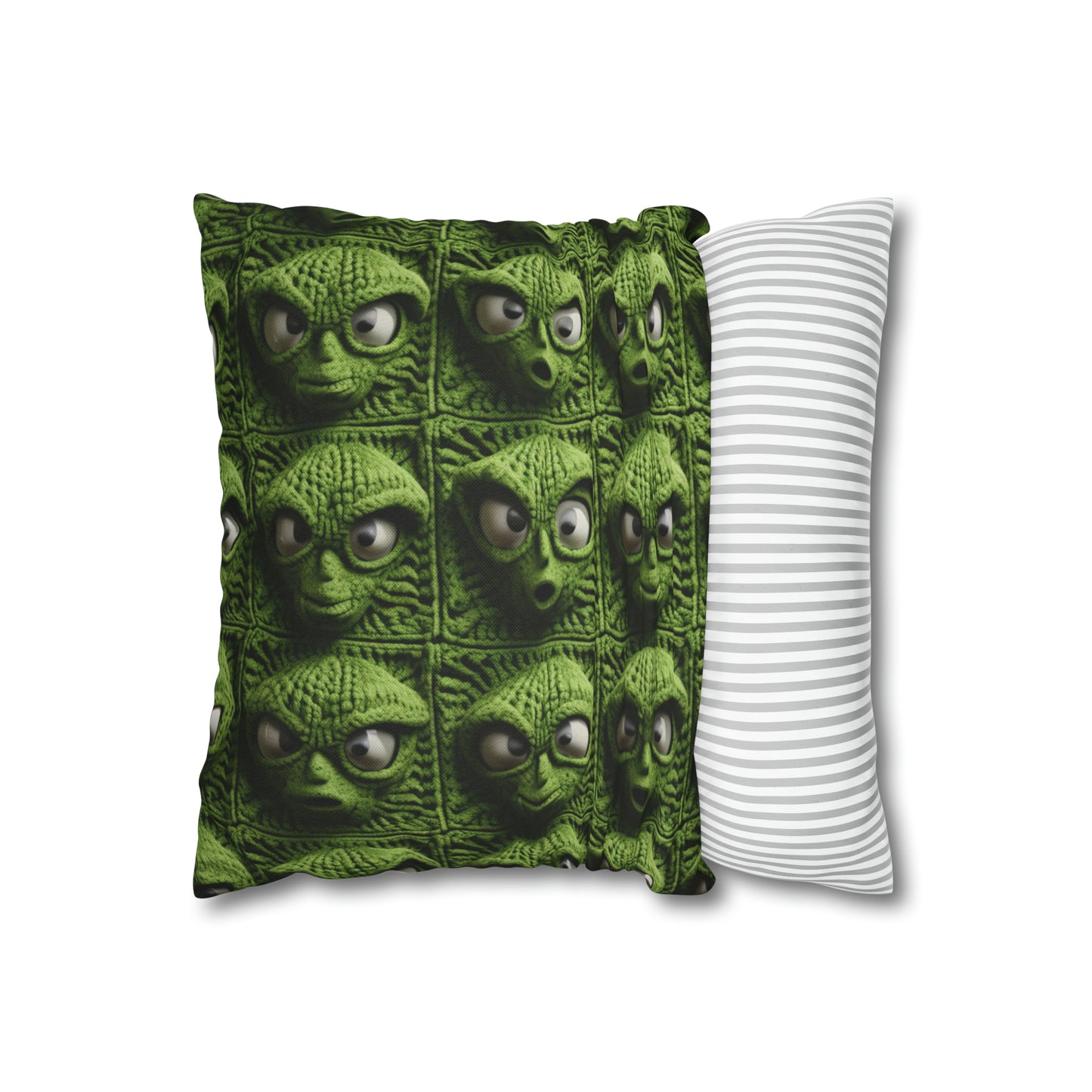 Alien Granny Square Crochet - Galacitc Space Sci fi Fantasy Theme - Spun Polyester Square Pillow Case