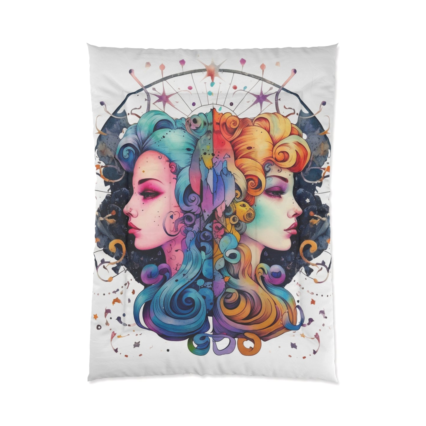 Graffiti Gemini Zodiac Sign - Astrology, Twins Symbol - Comforter