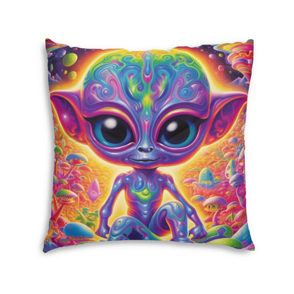 Colorful Extraterrestrial Design - Vibrant, Unique & Eye-Catching - Tufted Floor Pillow, Square