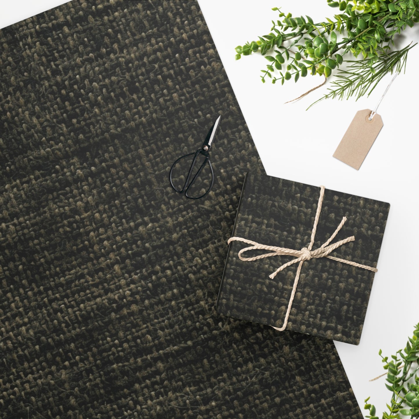 Sophisticated Seamless Texture - Black Denim-Inspired Fabric - Wrapping Paper