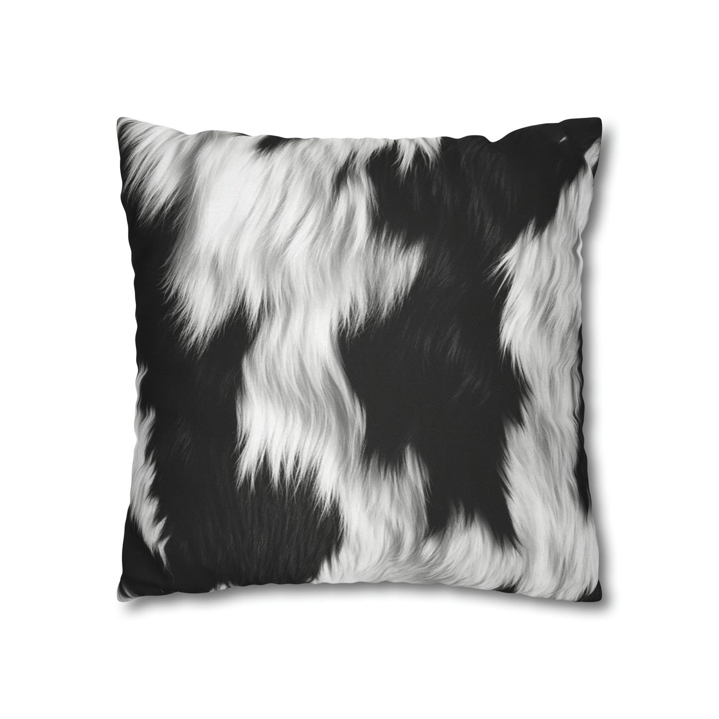 Cowhide on Hair Leather - Black and White - Designer Style - Spun Polyester Square Pillow Case