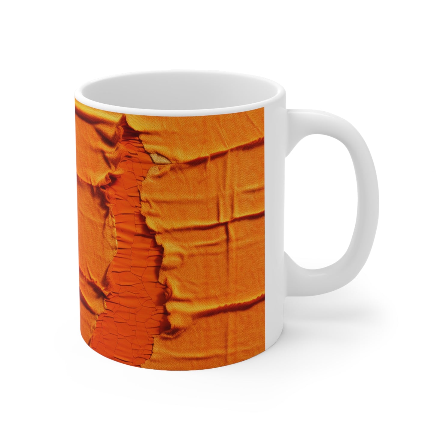 Naranja cítrica ardiente: tela desgastada y vanguardista inspirada en la mezclilla - Taza de cerámica de 11 oz