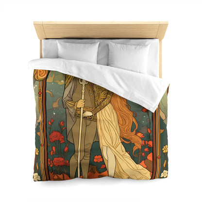 Lovers Tarot Card - Detailed Reading Symbolism, Full-Color Illustration - Microfiber Duvet Cover