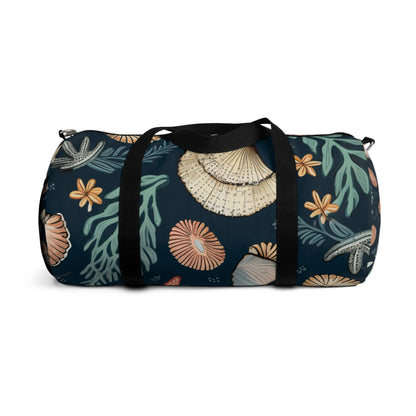 Hand-Drawn Seashells & Starfish Marine-Inspired Pattern Duffel Bag