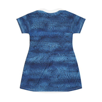 Blue Spectrum: Denim-Inspired Fabric Light to Dark - T-Shirt Dress (AOP)