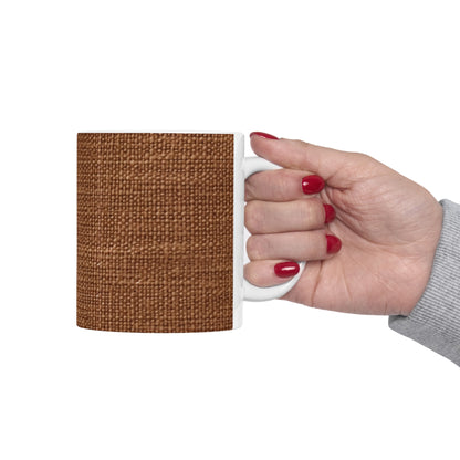 Luxe Dark Brown: Denim-Inspired, Distinctively Textured Fabric - Ceramic Mug 11oz