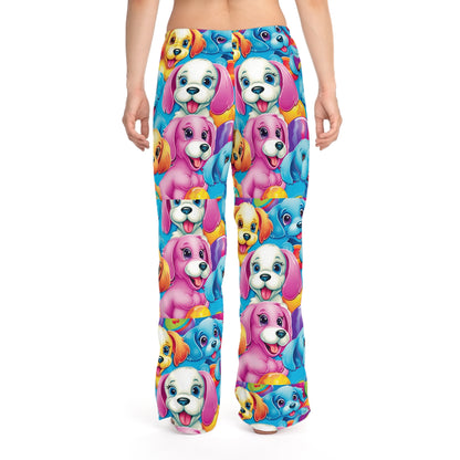 Happy Puppy &amp; Dog Design - Vivos y llamativos - Pantalones de pijama para mujer (AOP) 