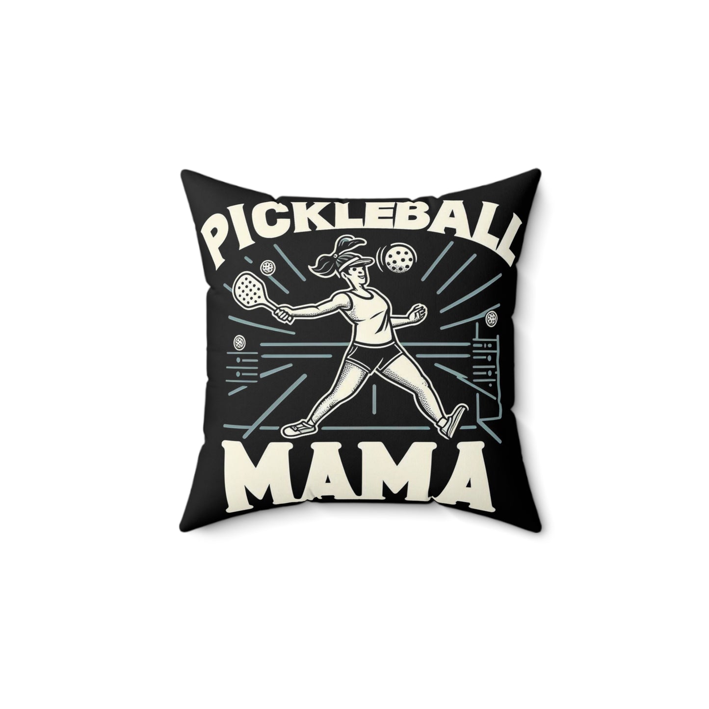 Pickleball Mama - Mamás, Gráfico deportivo, Diseño entusiasta del Pickleball - Almohada cuadrada de poliéster hilado