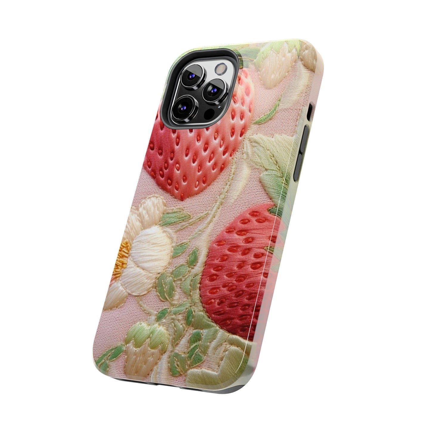 Red Berry Strawberries - Embroid Fruit - Healthy Crop Feast Food Design - Tough Phone Cases