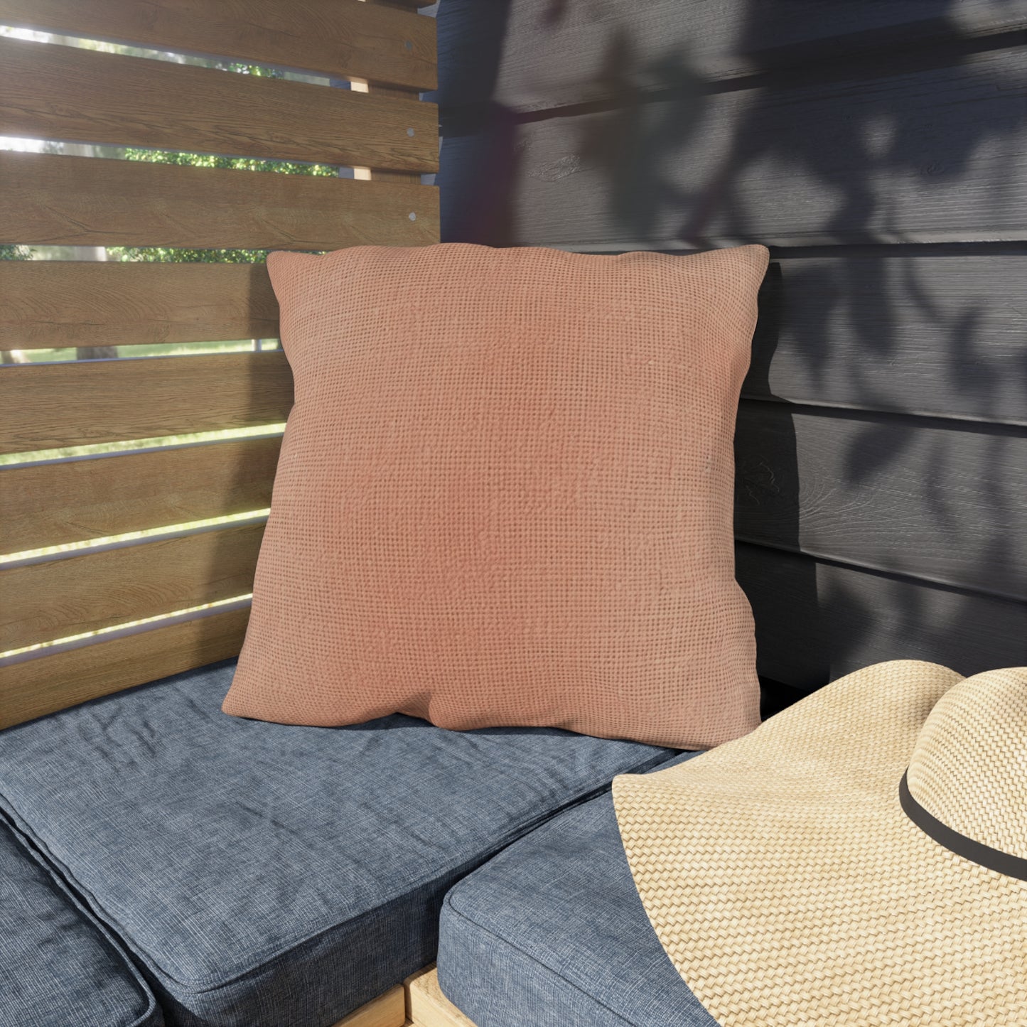 Soft Pink-Orange Peach: Denim-Inspired, Lush Fabric - Outdoor Pillows