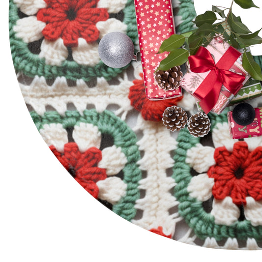 Christmas Granny Square Crochet, Cottagecore Winter Classic, Seasonal Holiday - Christmas Tree Skirts