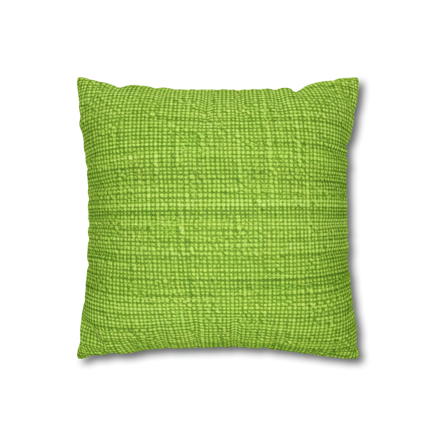 Lush Grass Neon Green: estilo de tela primaveral inspirado en la mezclilla - Funda de almohada cuadrada de poliéster hilado