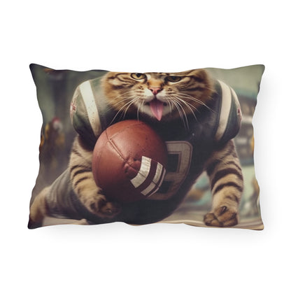 Football Field Felines: Kitty Cats in Sport Tackling Scoring Game Position - Outdoor Pillows