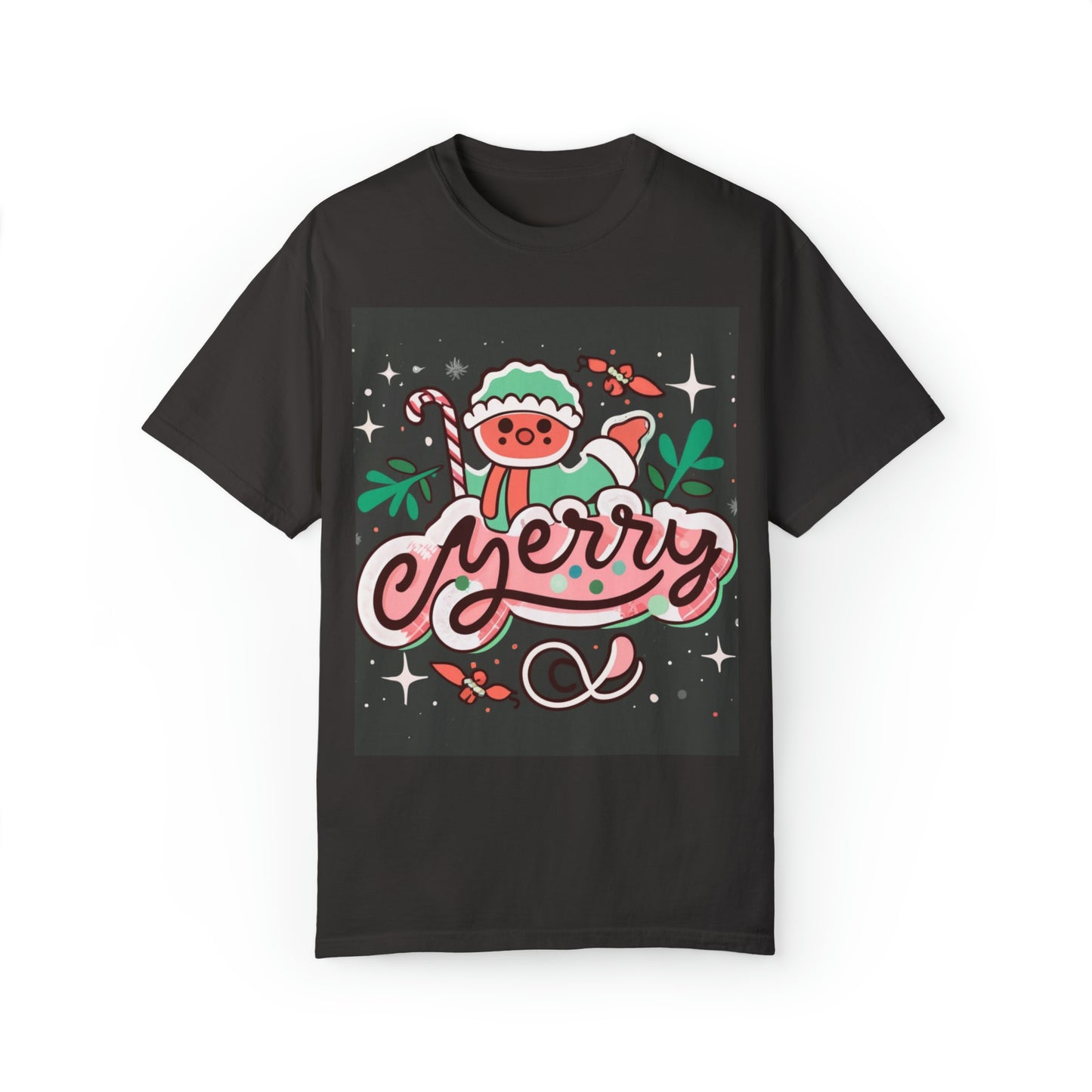 Merry Gingerbread Man Cookie Christmas Holiday Season - Unisex Garment-Dyed T-shirt