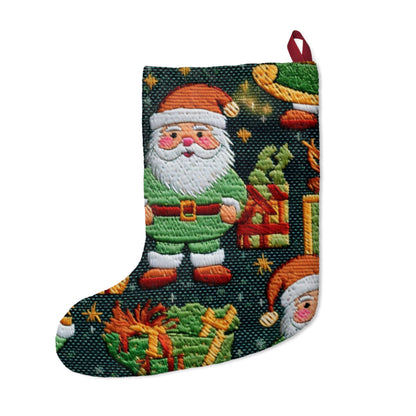 Christmas Santa Claus - Embroidered Presents - Festive Winter Wonderland - Deck the Halls Design - Christmas Stockings