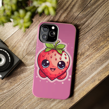 Kawaii Strawberry Adventure - Anime Classic Traditional Japanese Fruit - Otaku Artwork - Tough Phone Cases