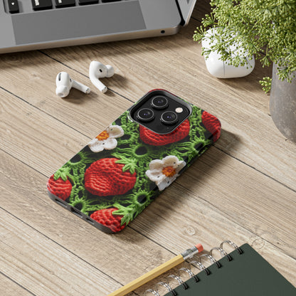 Strawberry Field Crochet - Forever Forest Greens - Fruit Berry Harvest Crop - Tough Phone Cases