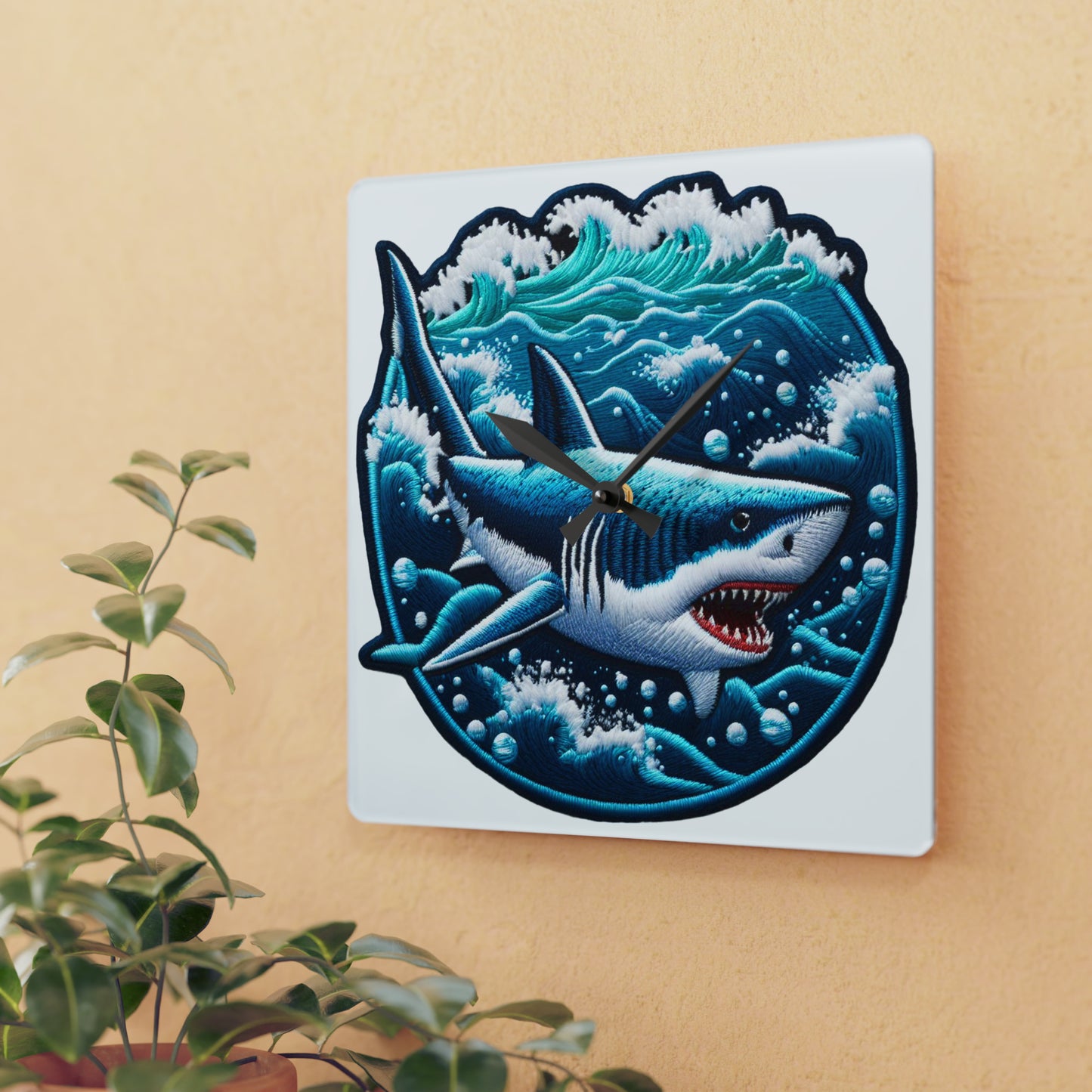 Tiburón oceánico - Reloj de pared acrílico 