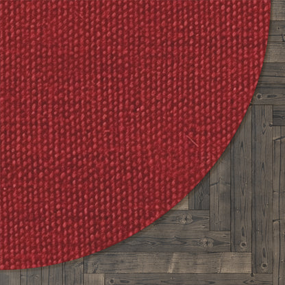 Bold Ruby Red: Denim-Inspired, Passionate Fabric Style - Round Rug