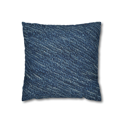 Denim-Inspired Design - Distinct Textured Fabric Pattern - Spun Polyester Square Pillow Case