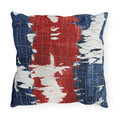 Rojo, blanco y azul patriótico: estilo vaquero desgastado, tela rasgada - Almohadas para exteriores