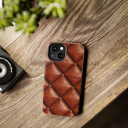 Brown Leather Cognac Pattern Rugged Durable Design Style - Tough Phone Cases