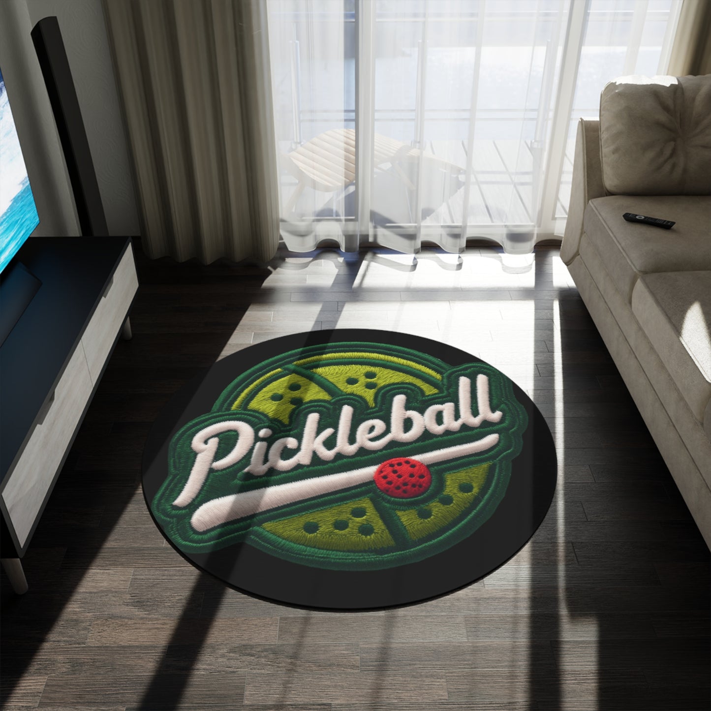 Pickleball Sport Embroider - Insignia de parche de chenilla - Alfombra redonda