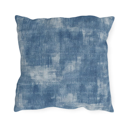 Azul descolorido descolorido: tela con estilo inspirada en la mezclilla - Almohadas para exteriores