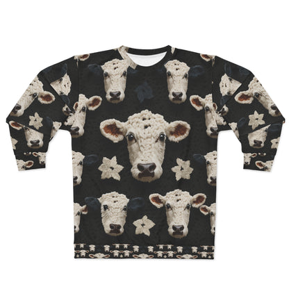 Patrón de vaca de ganchillo Estilo de tela de animales de granja - Sudadera unisex (AOP)