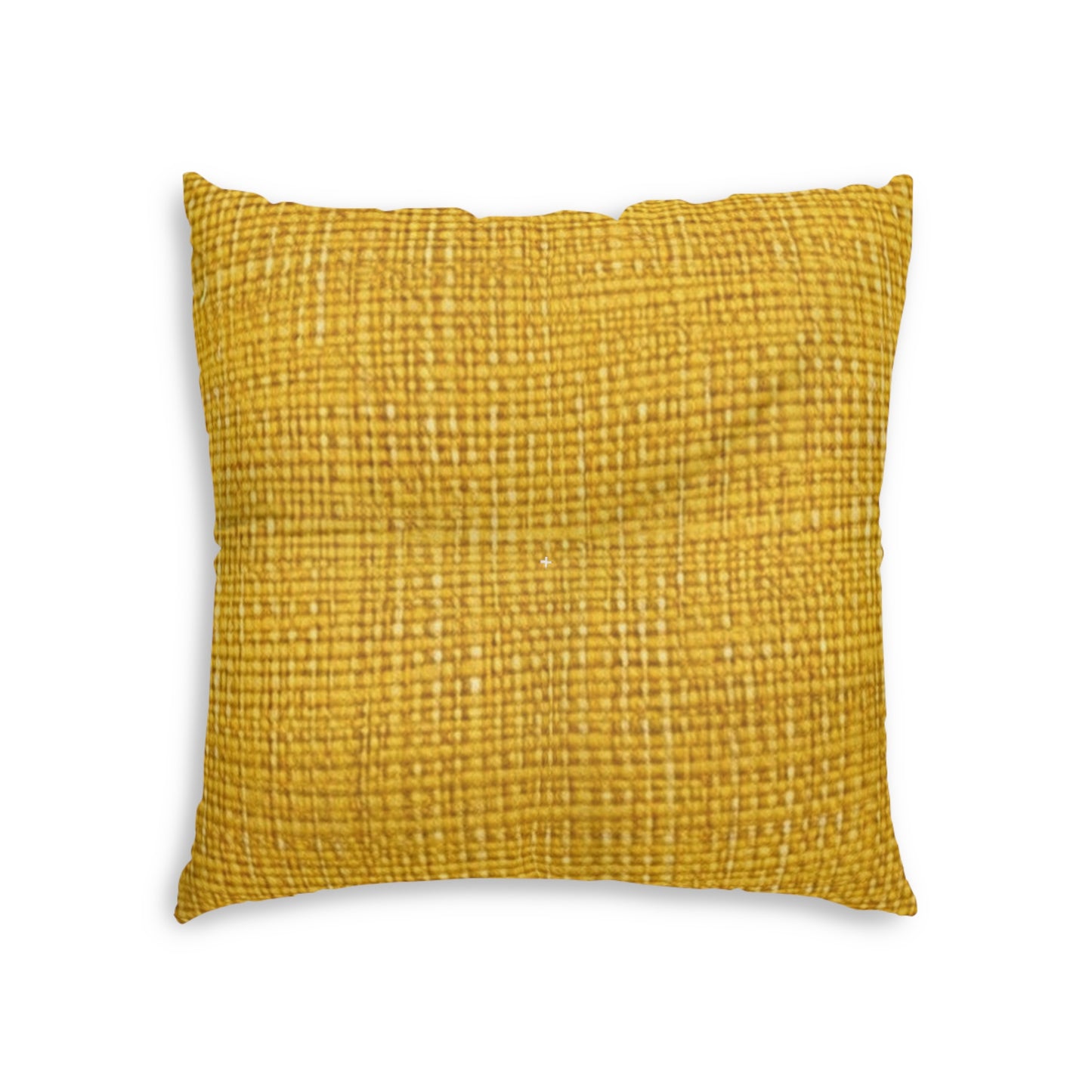 Radiant Sunny Yellow: Denim-Inspired Summer Fabric - Tufted Floor Pillow, Square