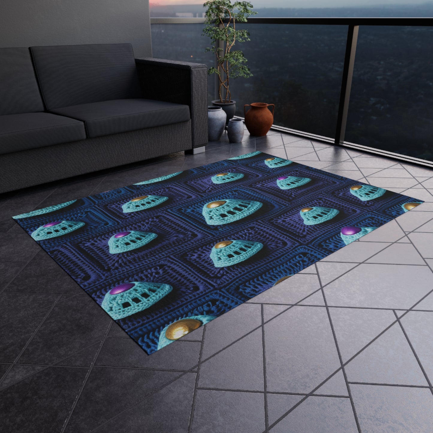 Spaceship UFO Crochet - Galactic Travel Ship - Alien Craft - Flying Saucer - Outdoor Rug