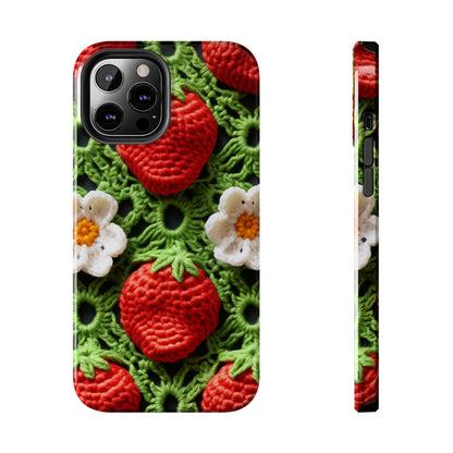 Strawberry Field Crochet - Forever Forest Greens - Fruit Berry Harvest Crop - Tough Phone Cases