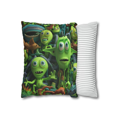 Toy Alien Story Space Character Galactic UFO Anime Cartoon - Spun Polyester Square Pillow Case