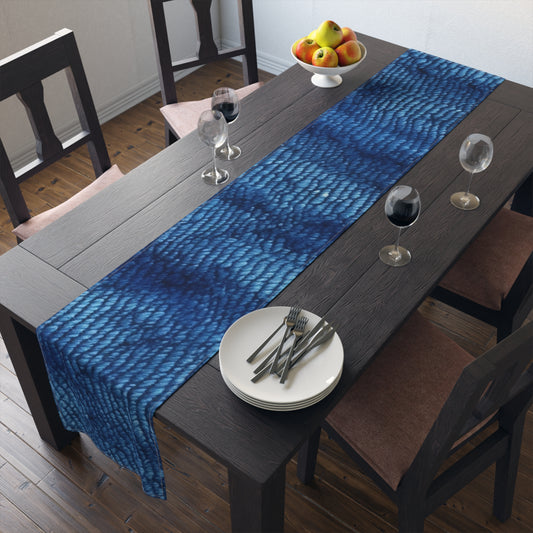 Blue Spectrum: Denim-Inspired Fabric Light to Dark - Table Runner (Cotton, Poly)