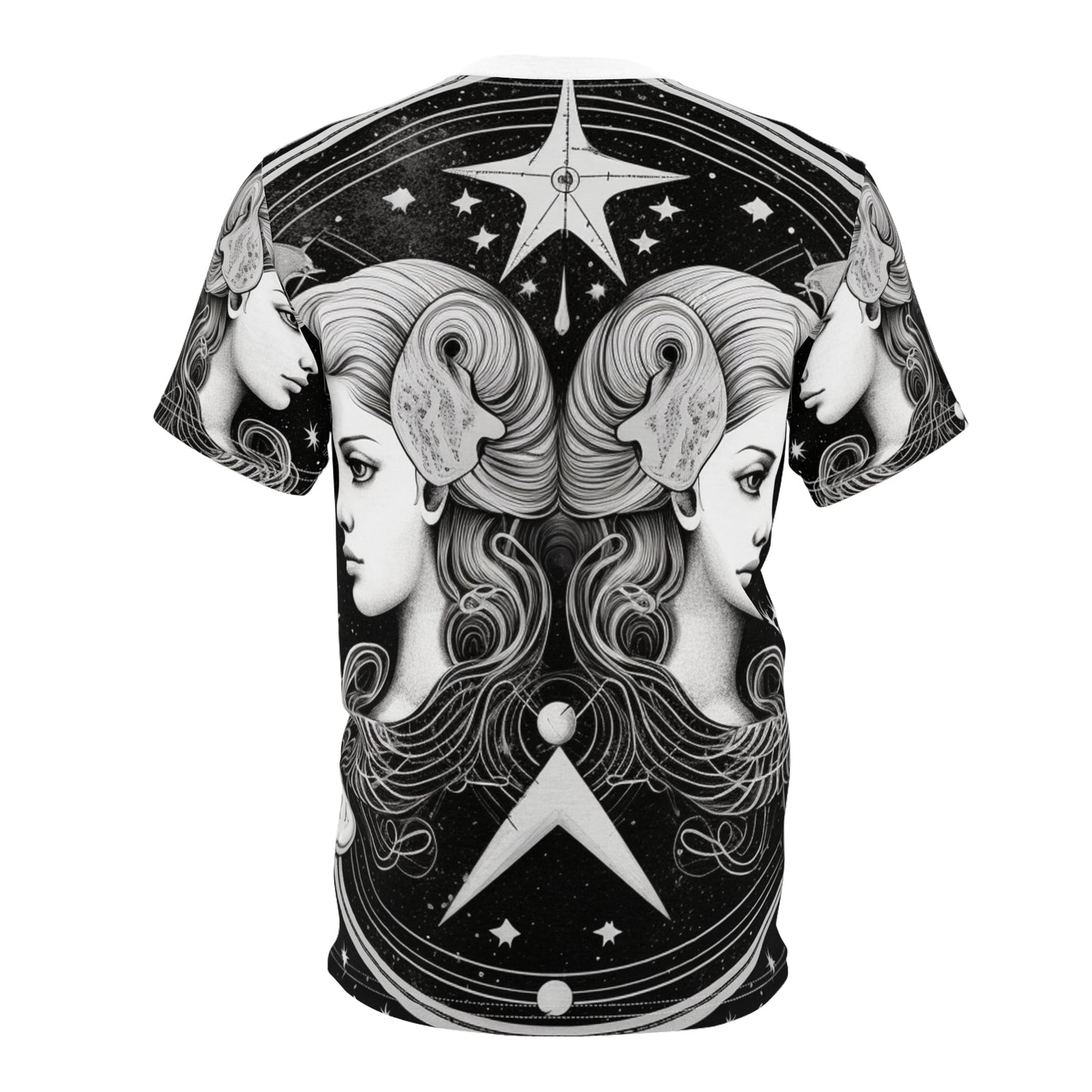 Gemini Zodiac Twins Design - Celestial Astrology Theme - Unisex Cut & Sew Tee (AOP)