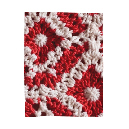 Warm Winter Red & White Crochet Knit: Cinematic Chic Texture Design - Velveteen Plush Blanket