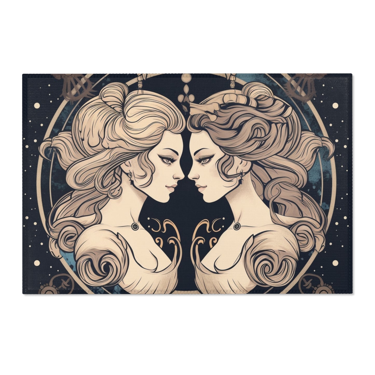 Duality of Gemini - Expressive Twins Zodiac Astrology - Area Rugs