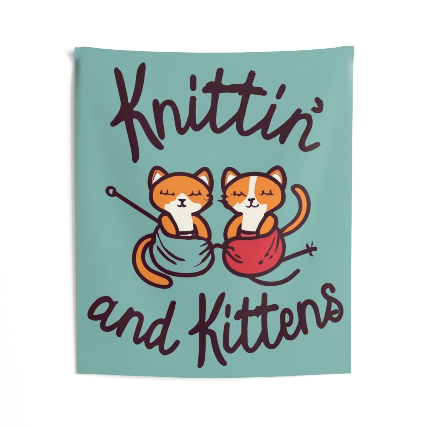 Knittin with Kittens: Cozy Cat and Stitch Blend - Indoor Wall Tapestries