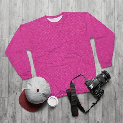 Hot Neon Pink Doll Like: Denim-Inspired, Bold & Bright Fabric - Unisex Sweatshirt (AOP)